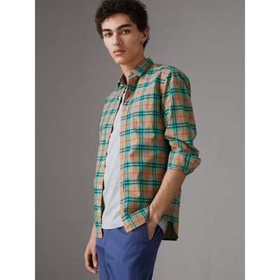 blue burberry button up