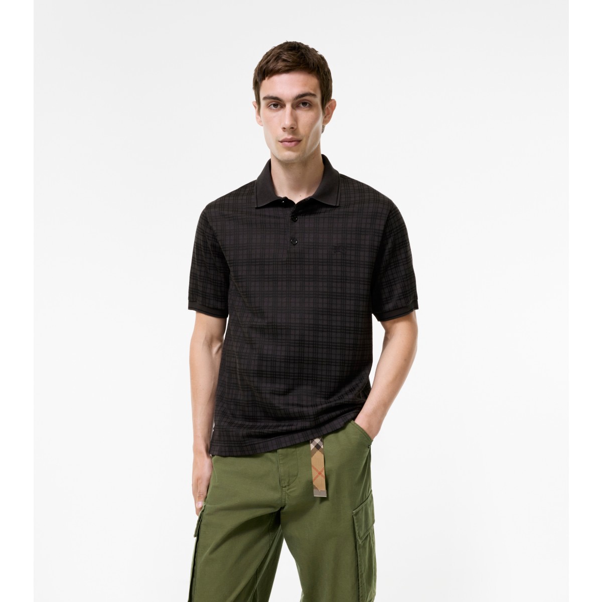  Check Cotton Blend Polo Shirt