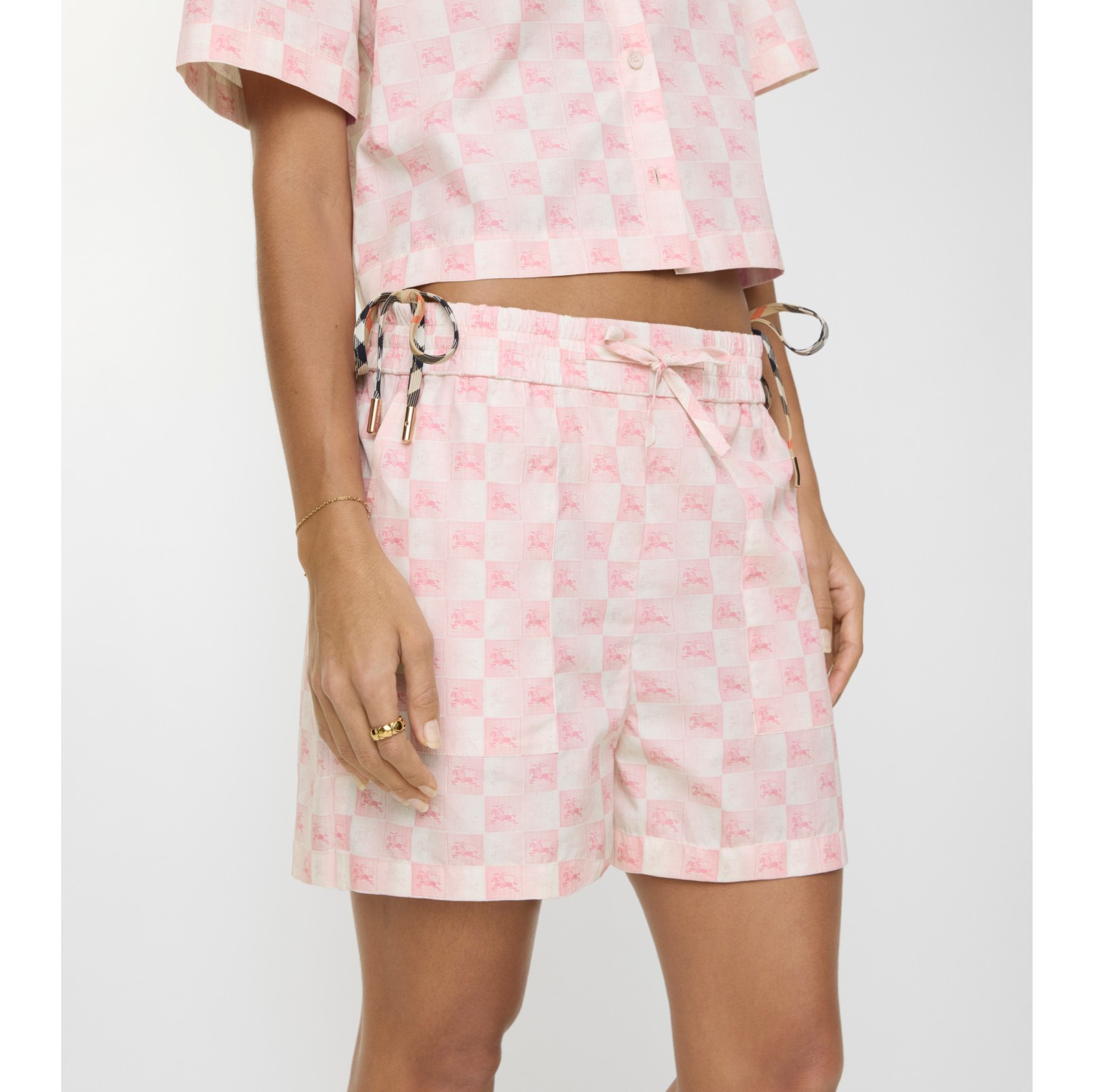 EKD Checkerboard​ Cotton Poplin Shorts in Peony pink - Women | Burberry® Official