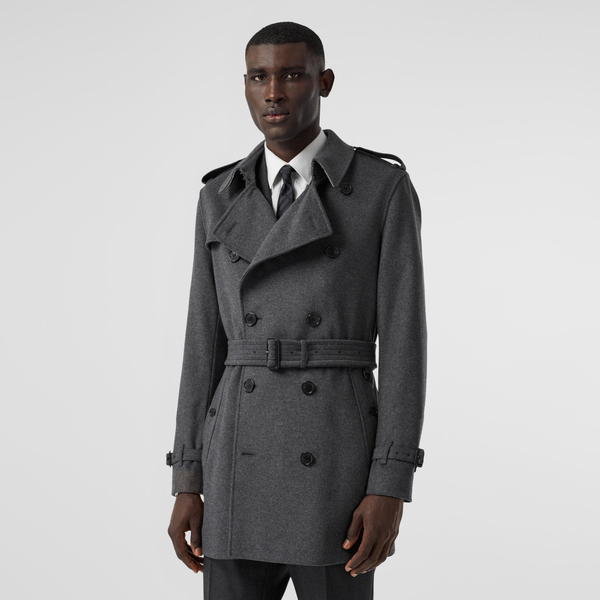 Wool Cashmere Trench Coat in Charcoal - Men | Burberry United Kingdom