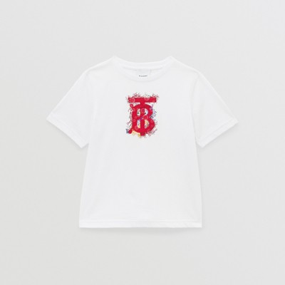 Burberry Coral Tb-print Sotton T-shirt In White