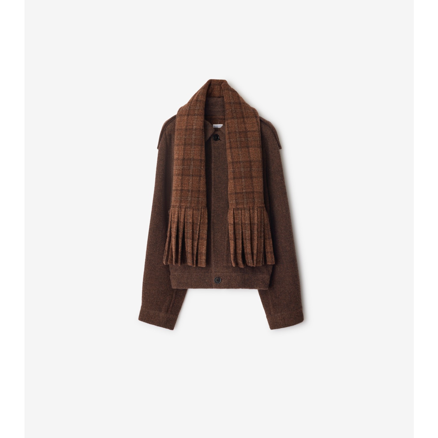 Detachable Scarf Wool Blend Jacket