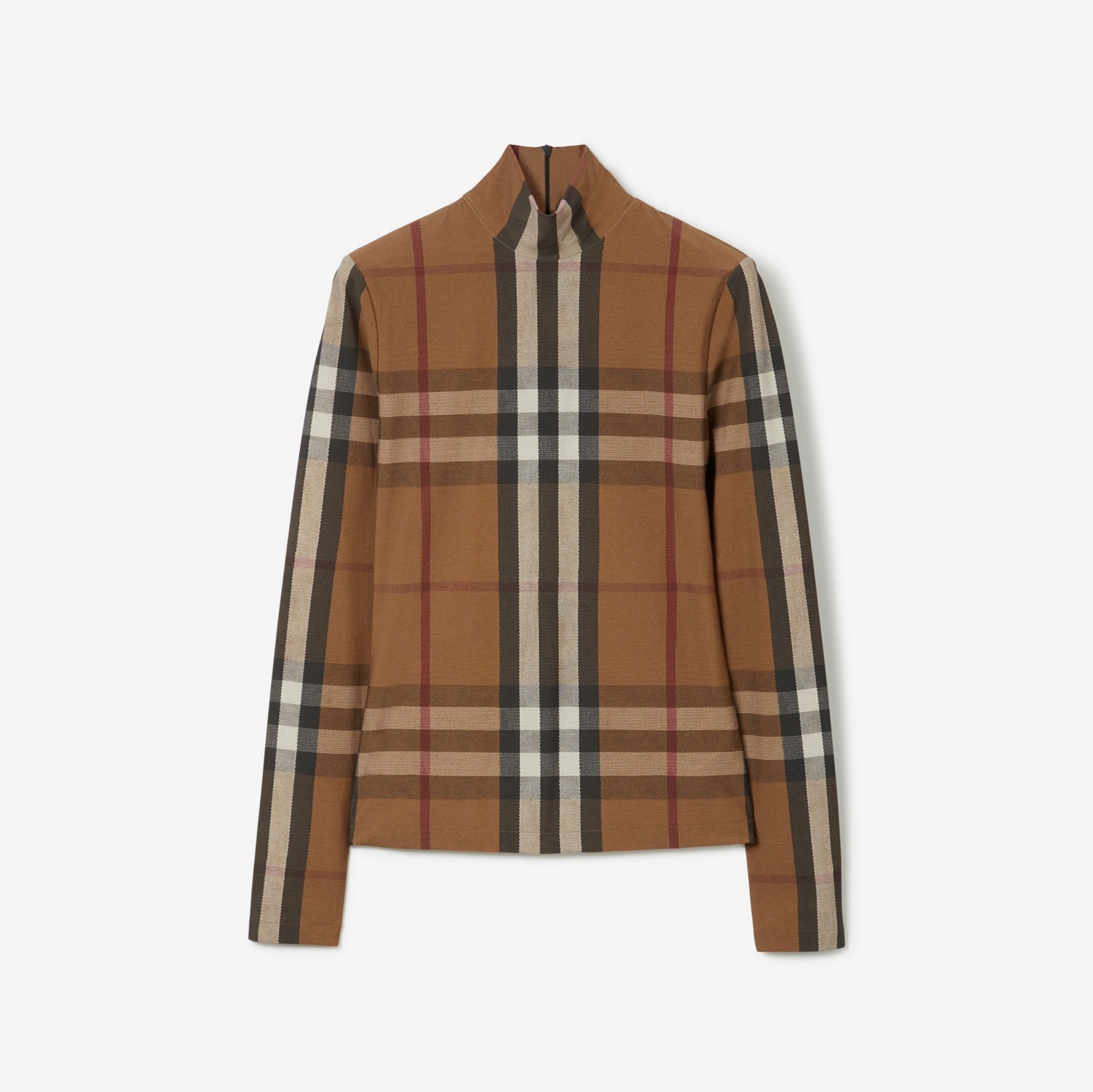 Check Turtleneck Top in Birch Brown - Women | Burberry® Official