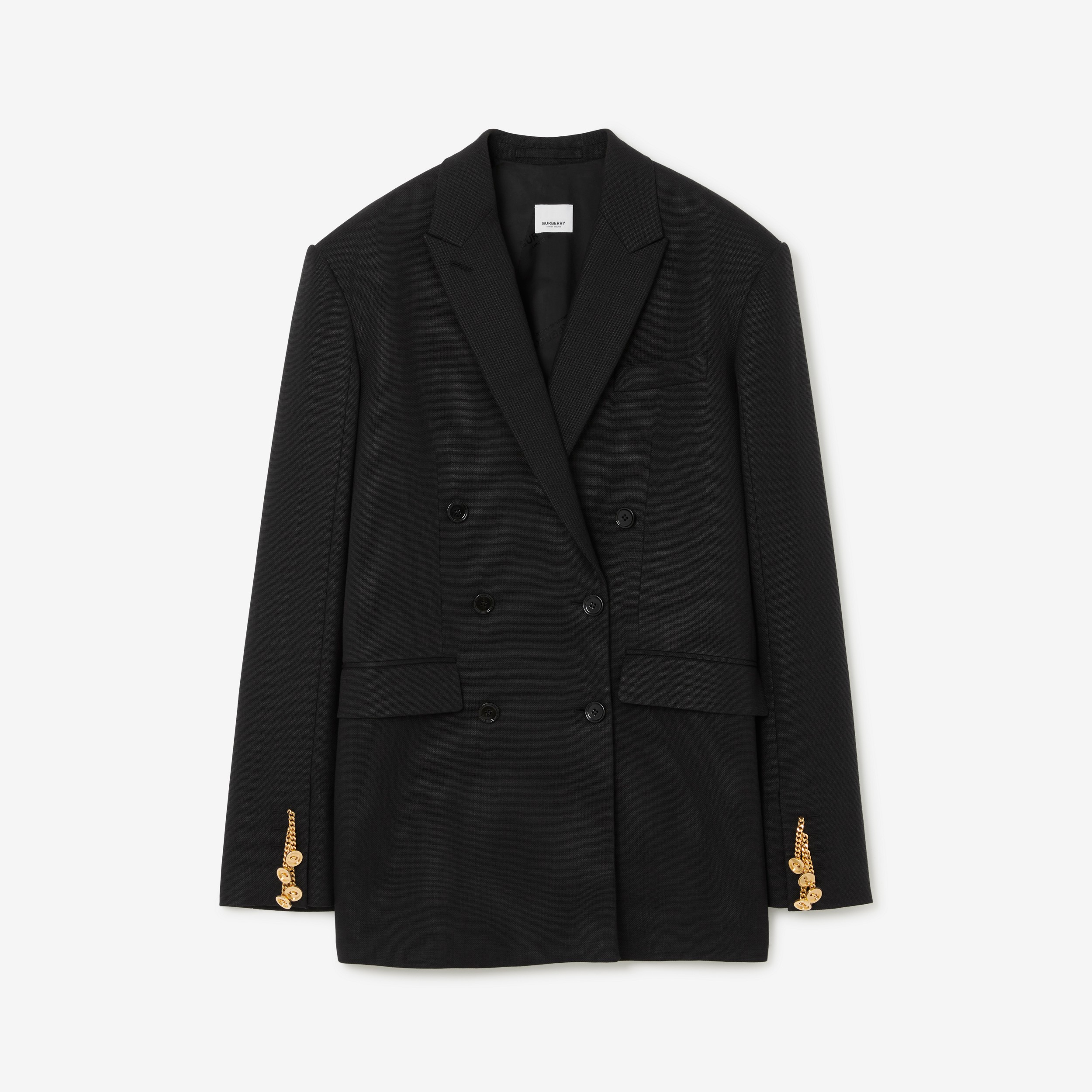 Chain-link Cuff Wool Ramie Tailored Jacket in Black - Women | Burberry® Official - 1