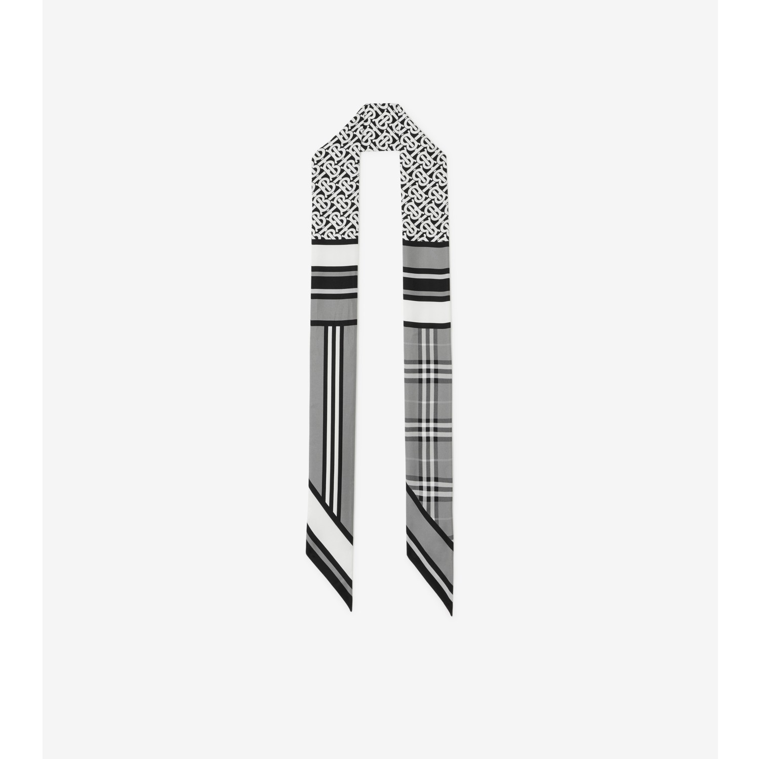 Burberry Monogram, Icon Stripe & Check Print Silk Scarf