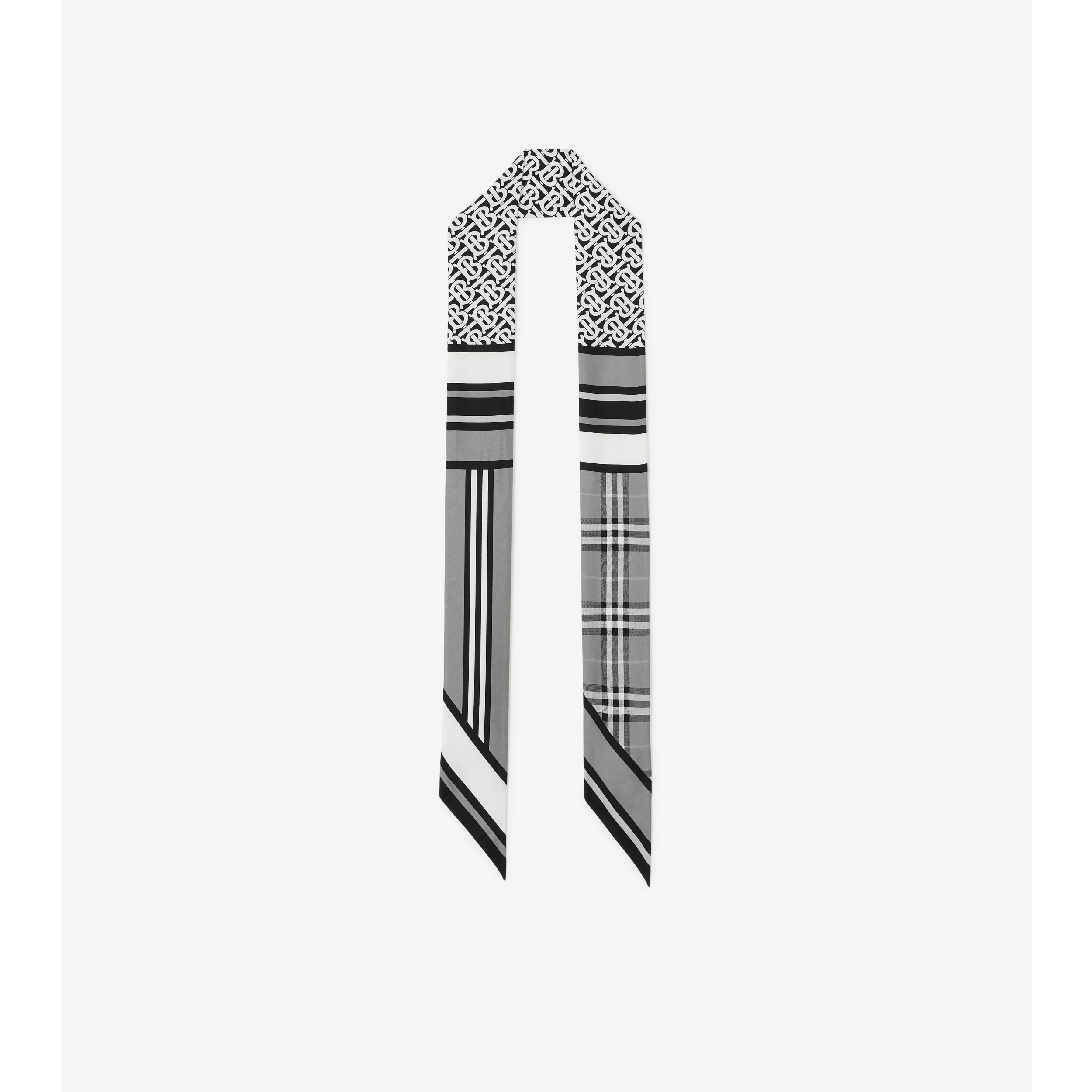 Burberry A-line Monogram Stripe Print Silk Skirt