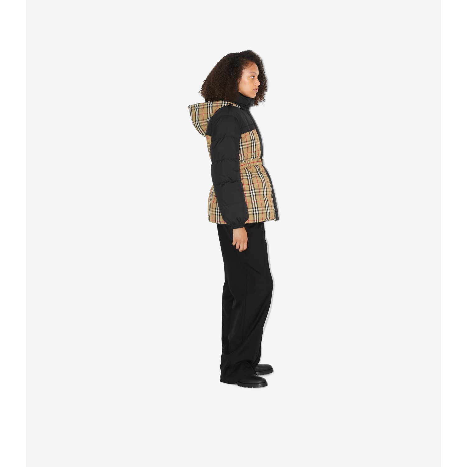 Reversible Check Puffer Jacket in Archive beige - Women, Nylon