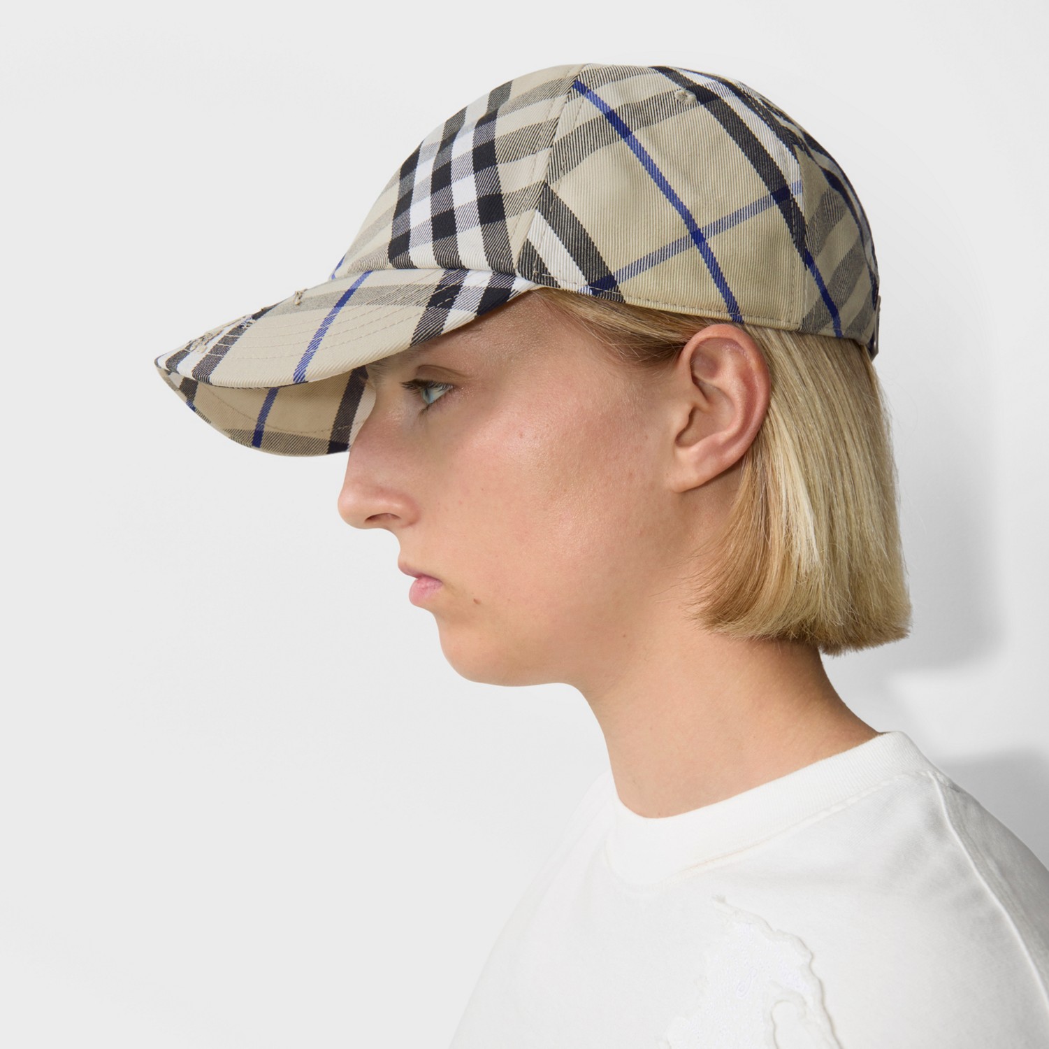 Check Cotton Blend Baseball Cap