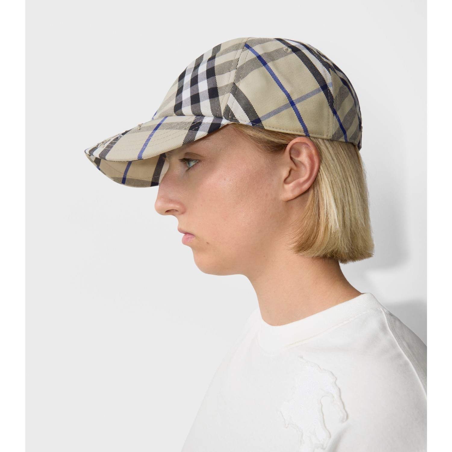 Check Cotton Blend Baseball Cap