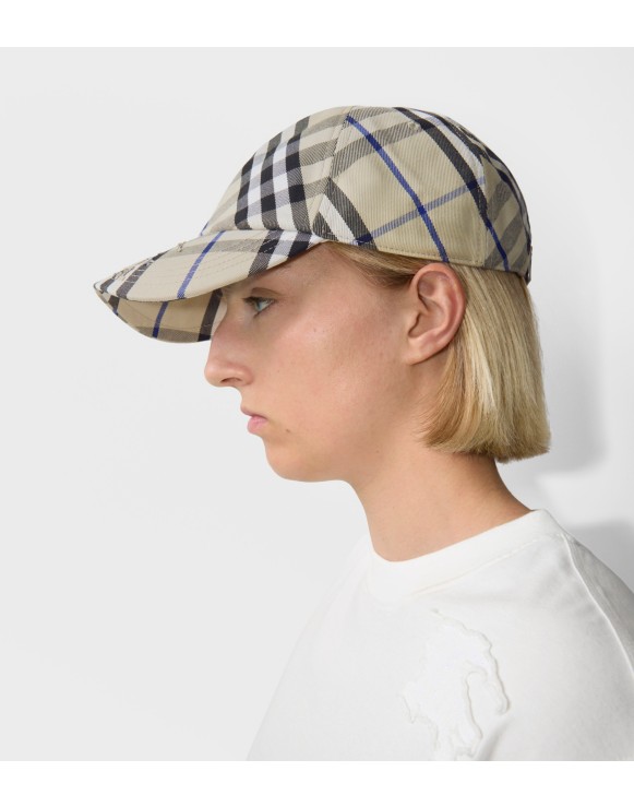 Check Cotton Blend Baseball Cap