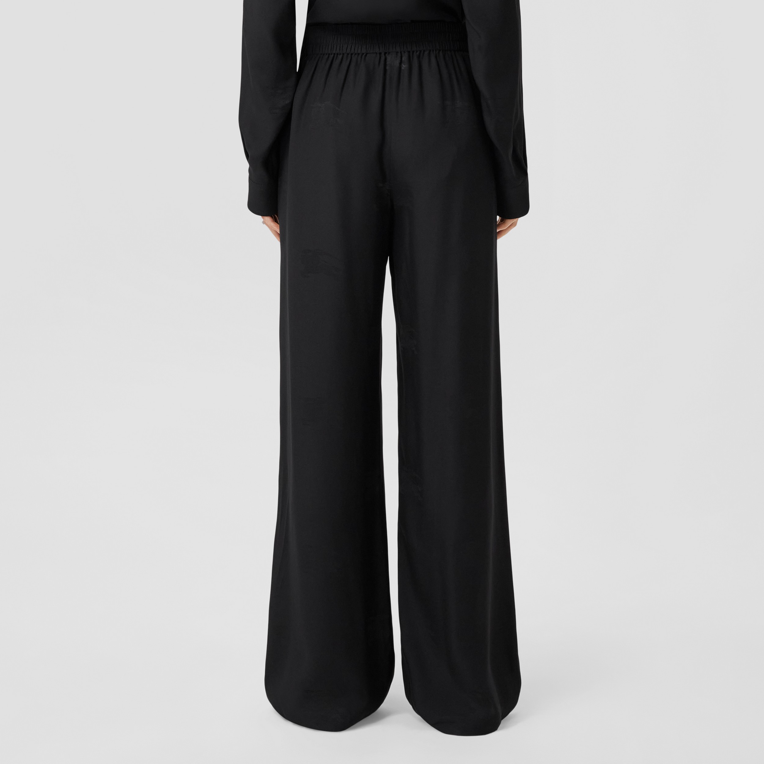Pantalon ample en jacquard de soie avec emblème du Cavalier (Noir) - Femme | Site officiel Burberry® - 3