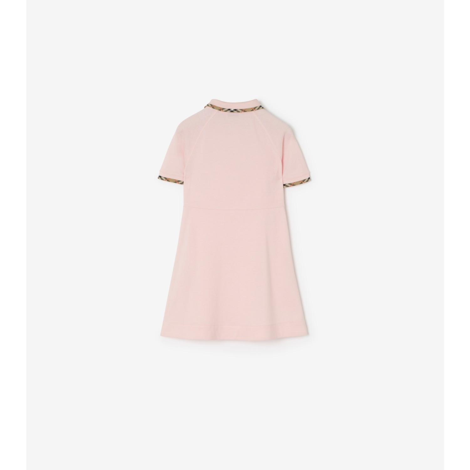 Check Trim Cotton Polo Shirt Dress