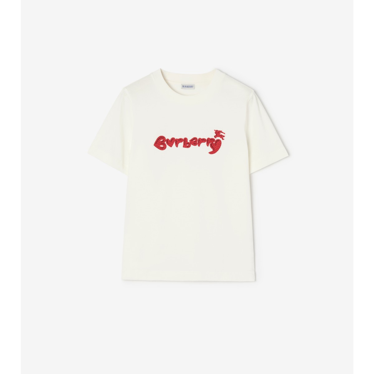  Embroidered Heart Logo Cotton T-shirt