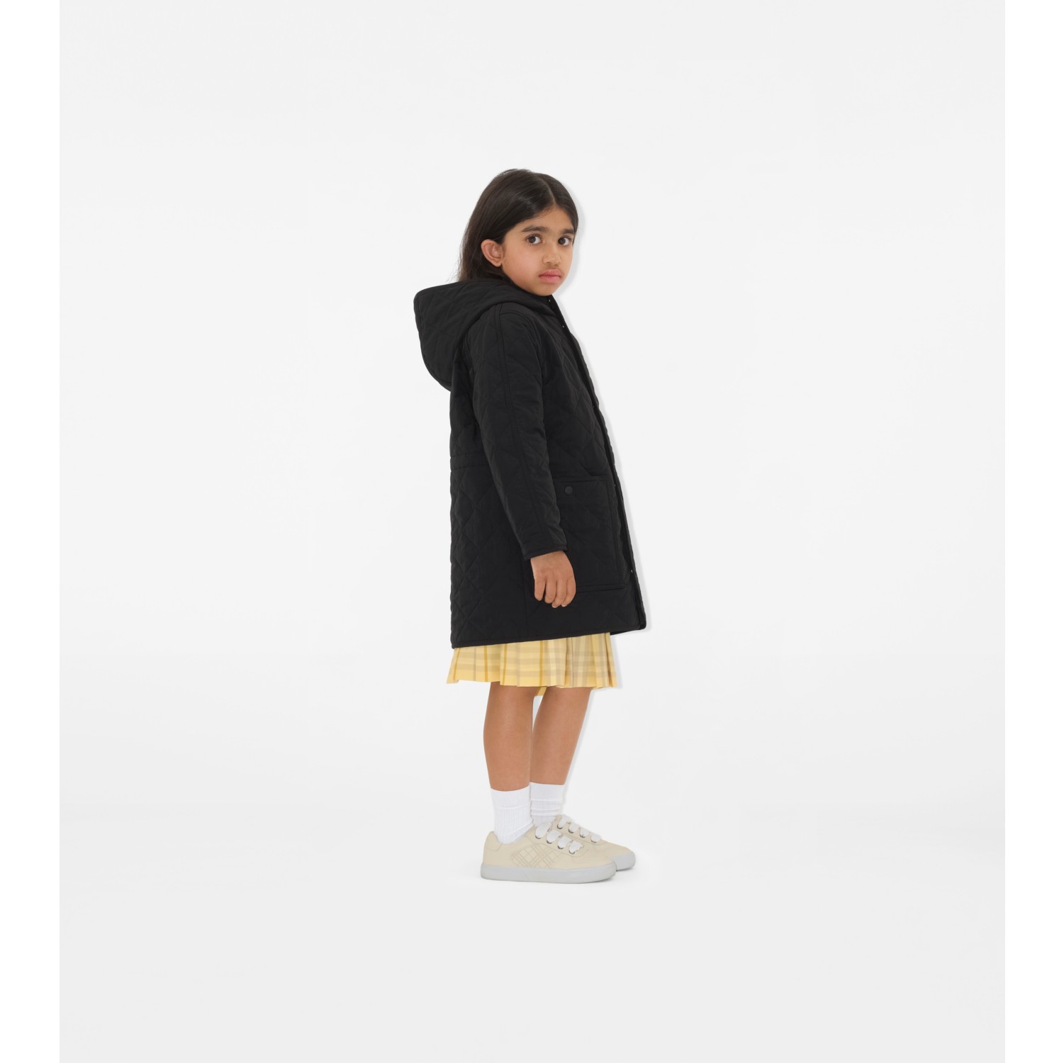 Quilted Nylon Hooded Coat