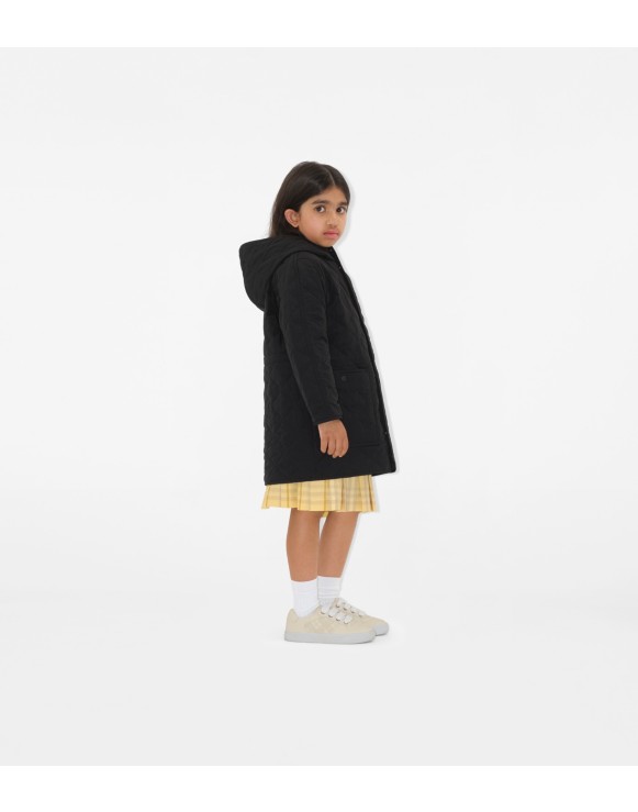 Quilted Nylon Hooded Coat