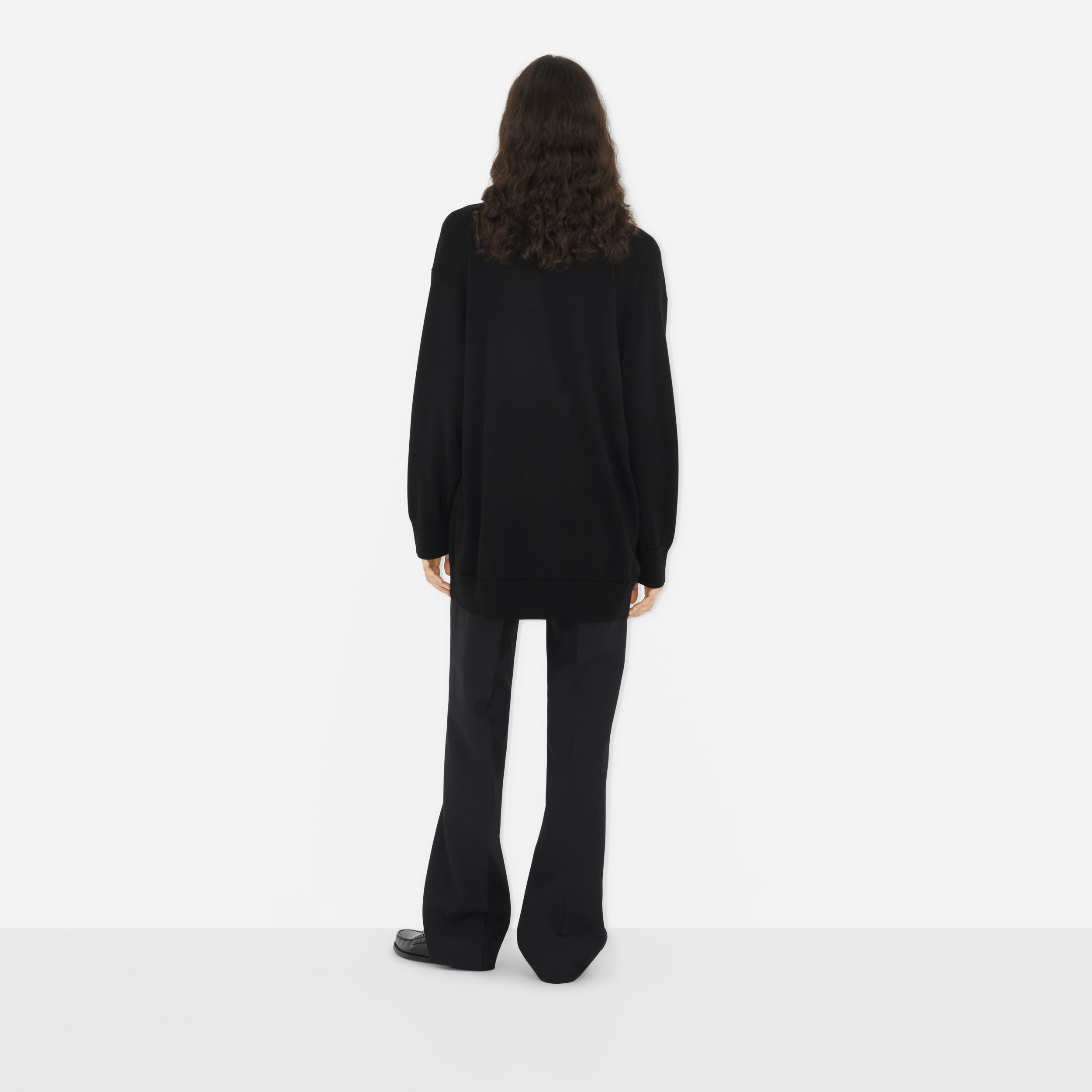 Wool Oversized Sweater in Black - Women | Burberry® Official - 4