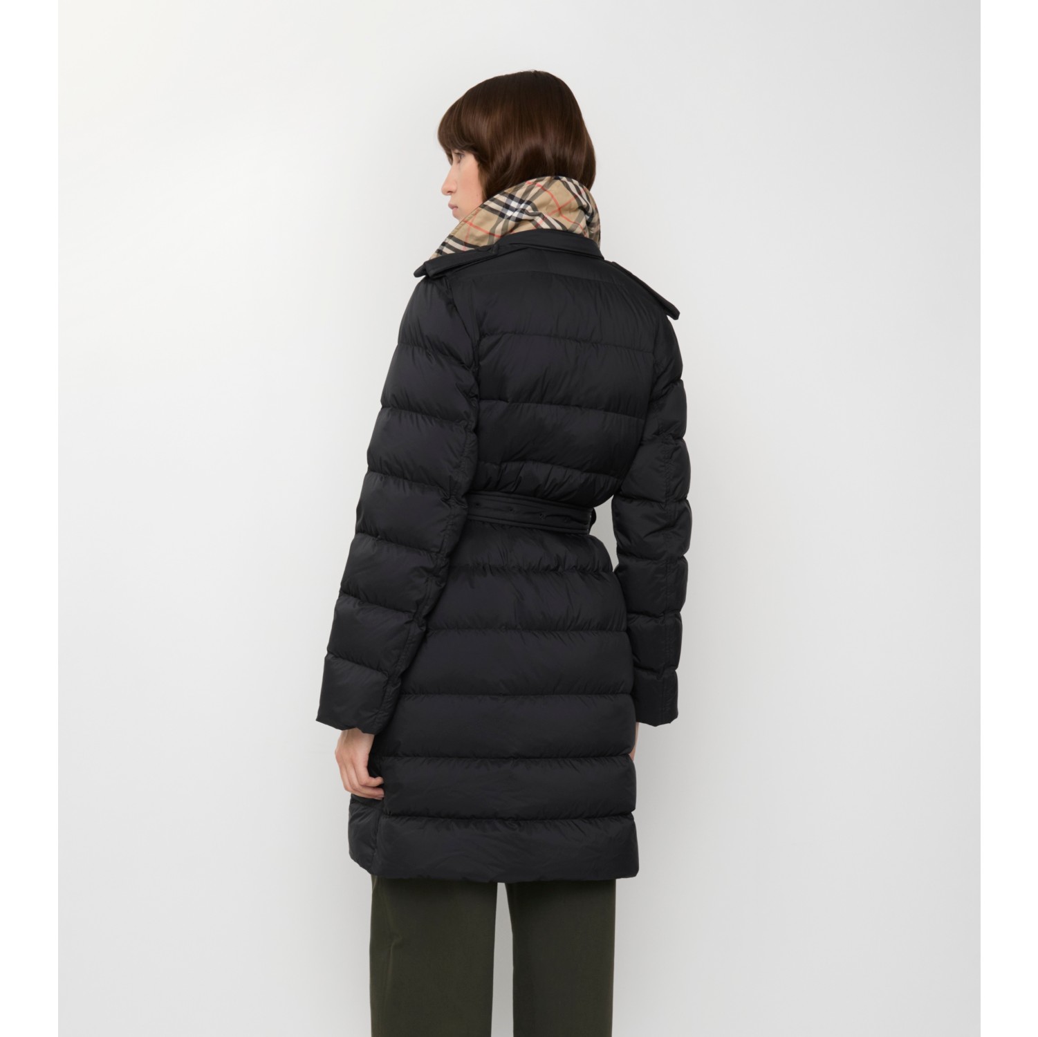 Mid-length Nylon Hooded Puffer Coat