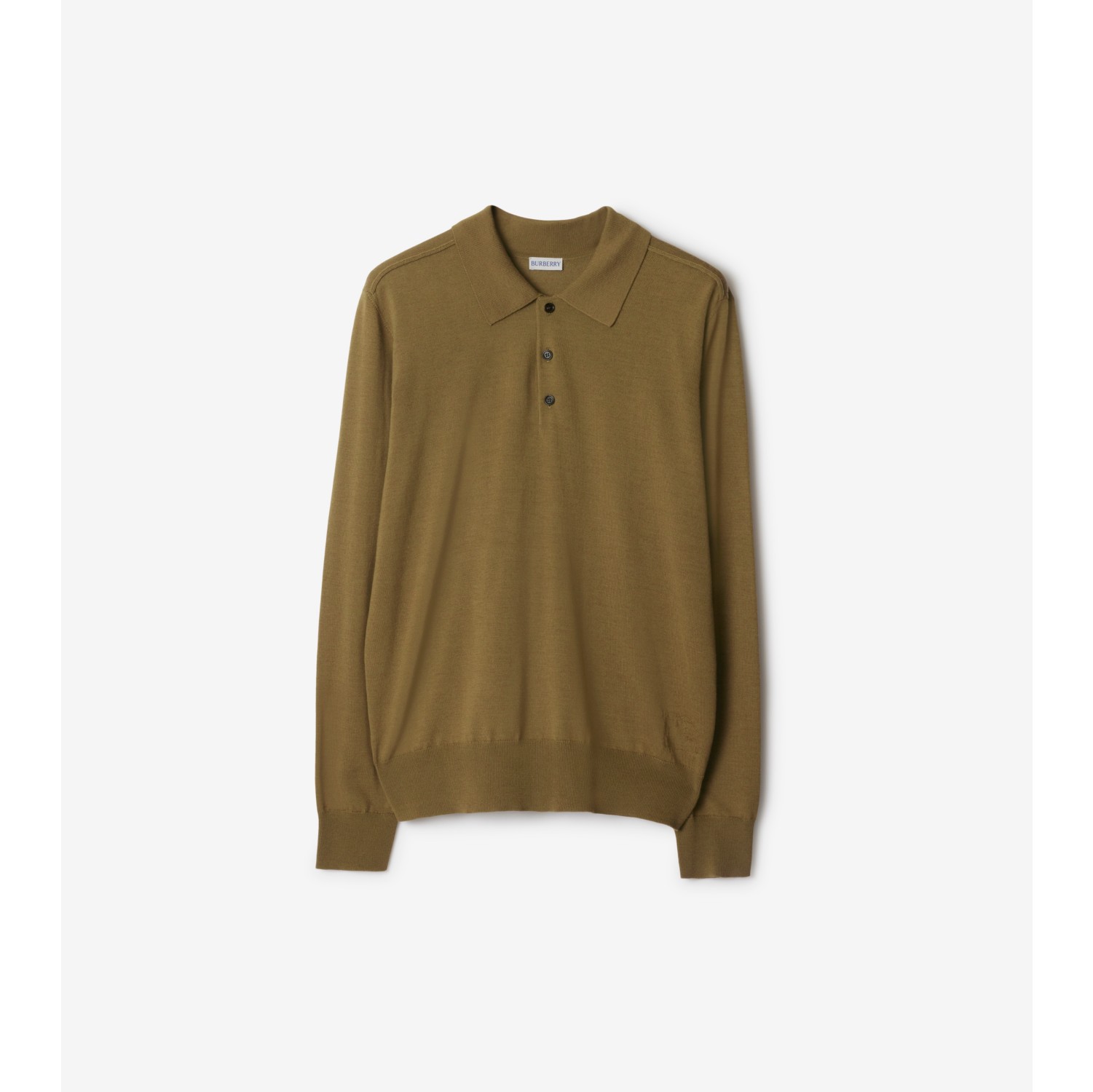 Long sleeve Wool Polo Shirt in Shrew Men Burberry Official