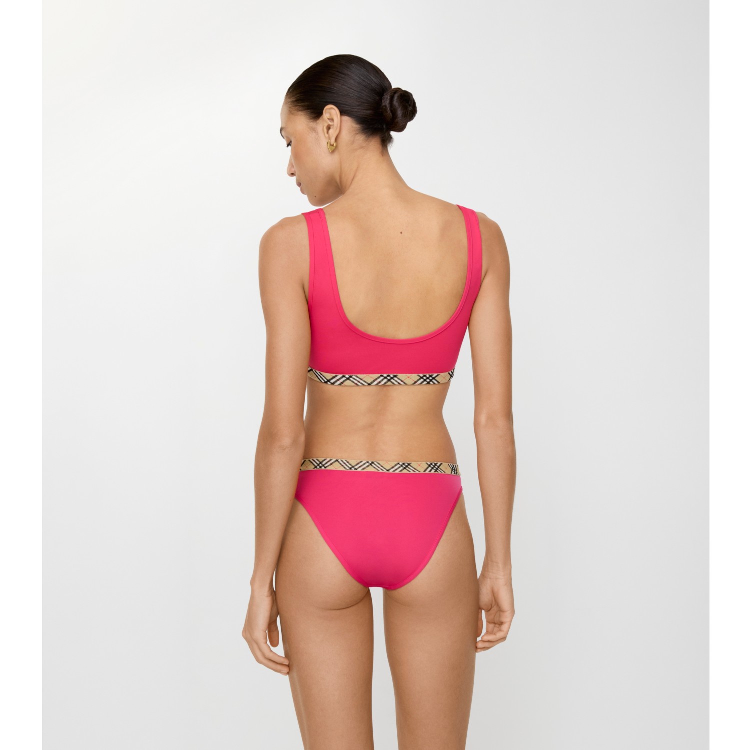 Check Trim Bikini Briefs in Jam red - Women, Nylon | Burberry® Official