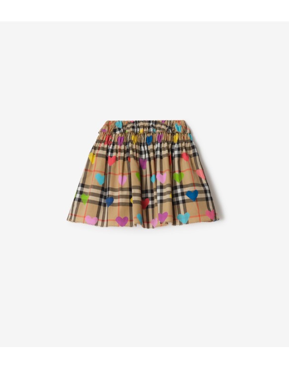 Heart Check Cotton Skirt