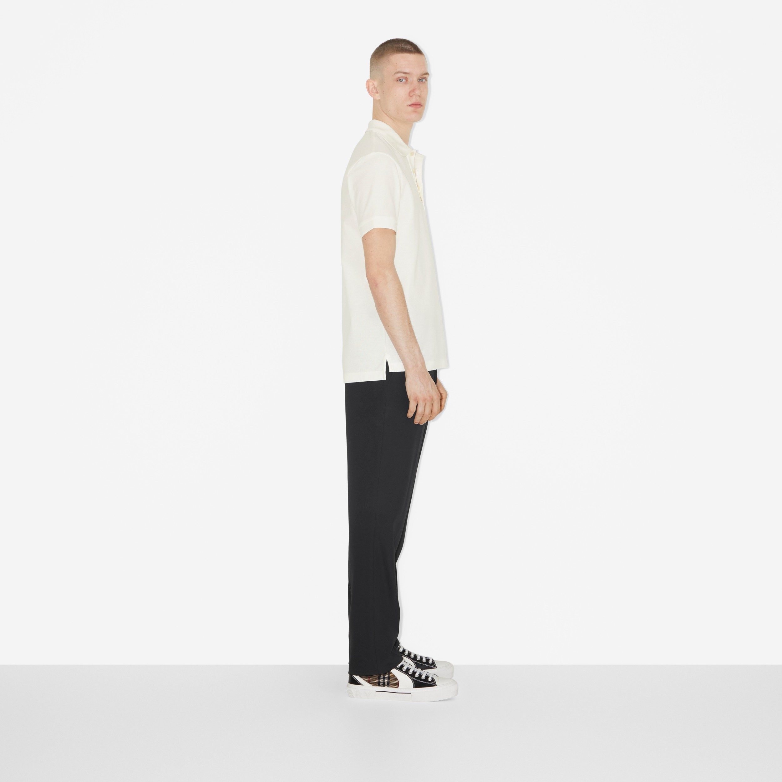 橡树叶徽章棉质珠地网眼布 Polo 衫 (暖白色) - 男士 | Burberry® 博柏利官网 - 3