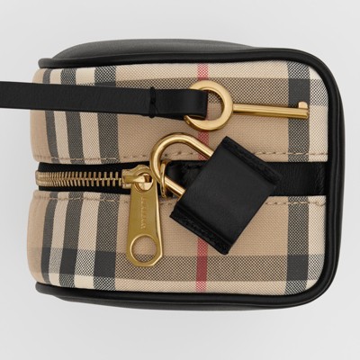 micro leather and vintage check cube bag