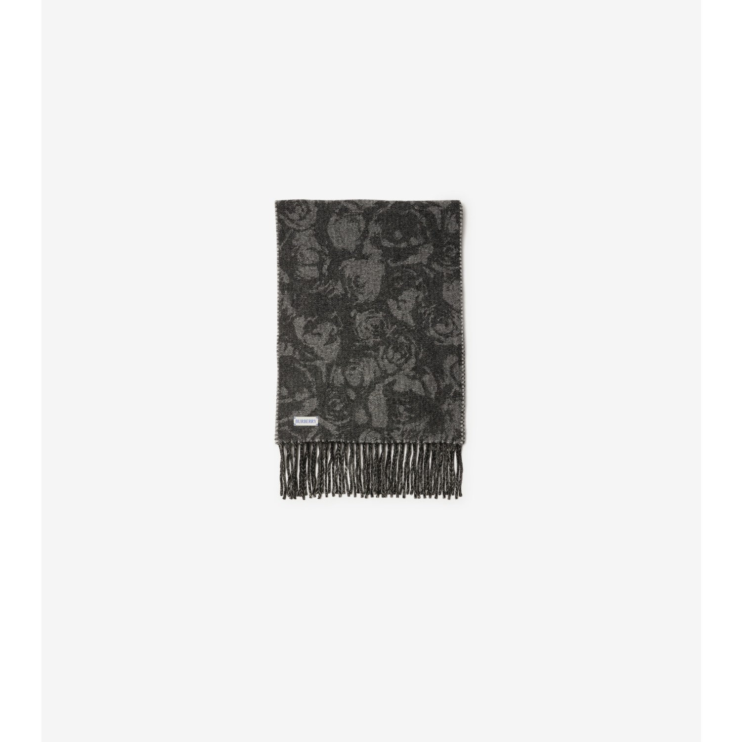 Reversible Rose Cashmere Scarf in Black Burberry Official