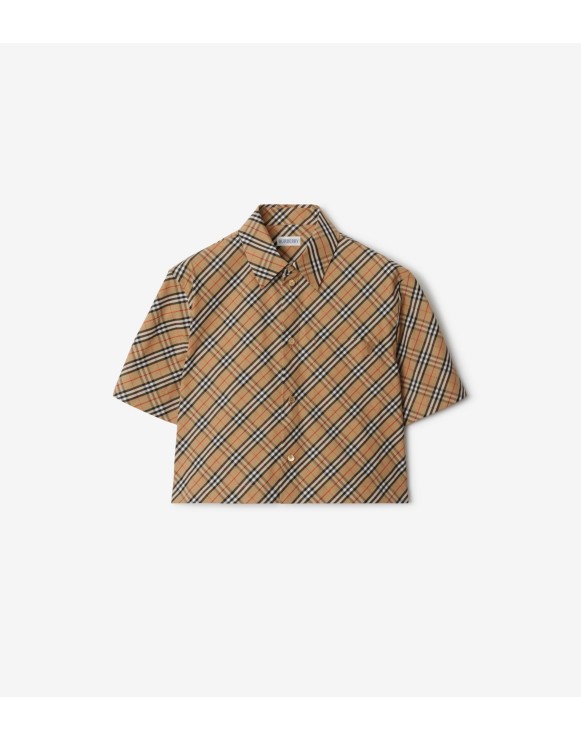 Cropped Check Cotton Shirt