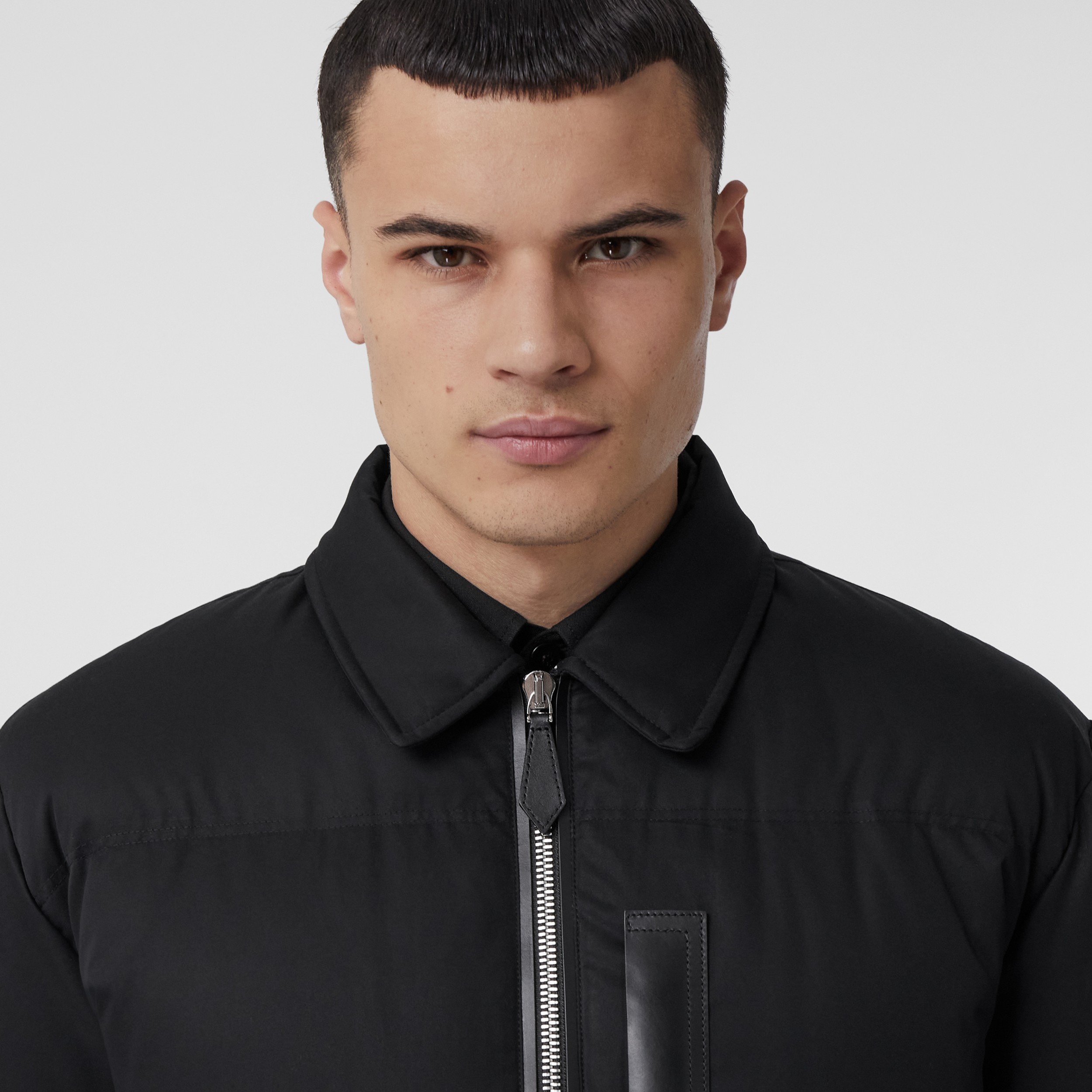 Shearling Collar Cotton Gabardine Puffer Jacket in Black - Men | Burberry® Official - 2
