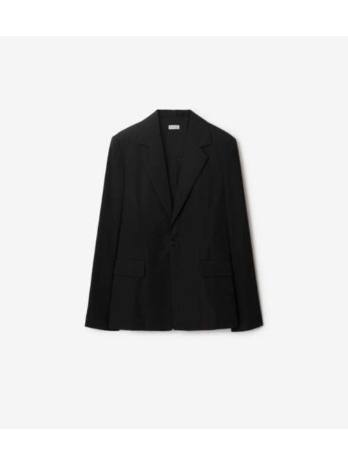 Shop Burberry Cotton Blend Tailored Jacket In Black