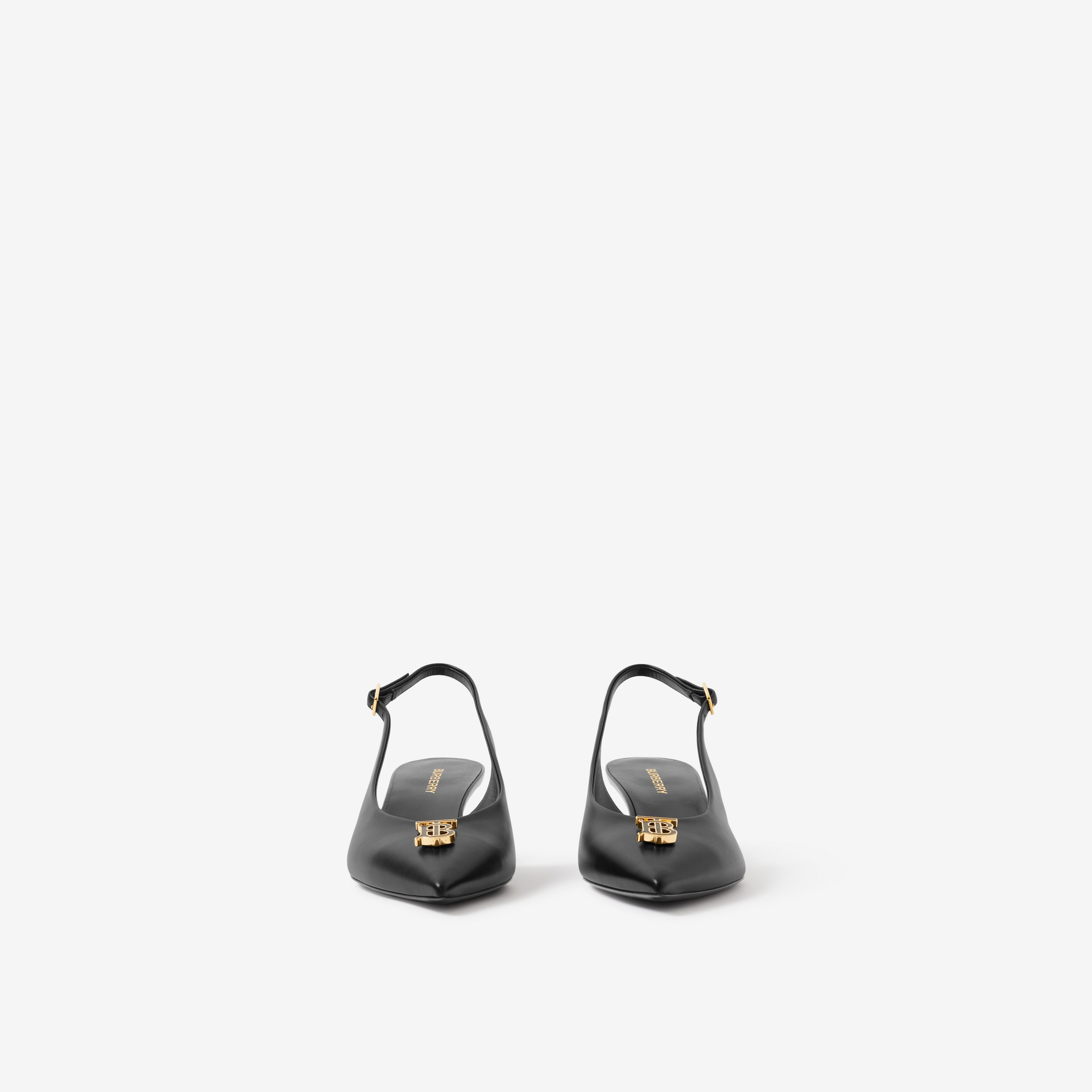 Scarpins slingback de bico fino de couro com monograma (Preto) - Mulheres | Burberry® oficial - 2