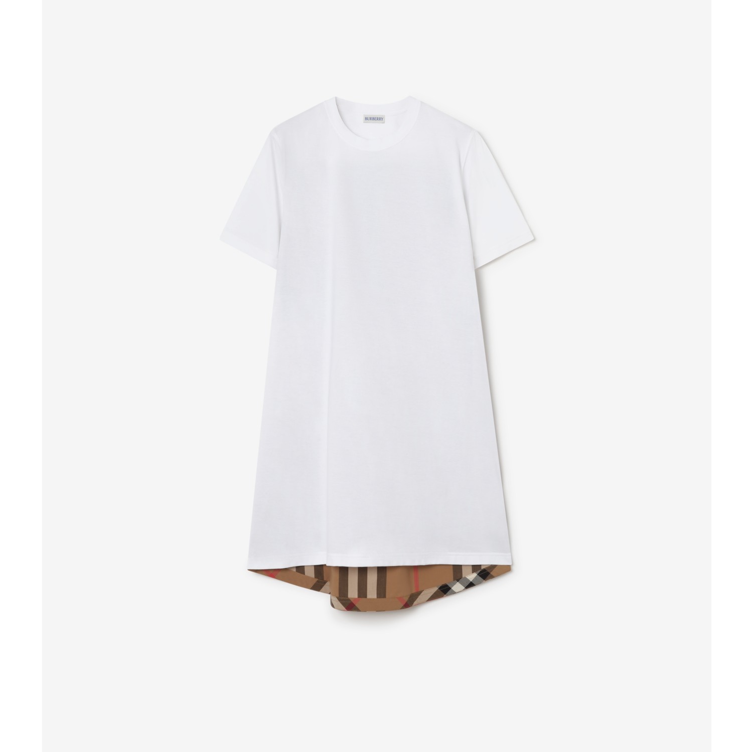 Check Panel Cotton T-shirt Dress