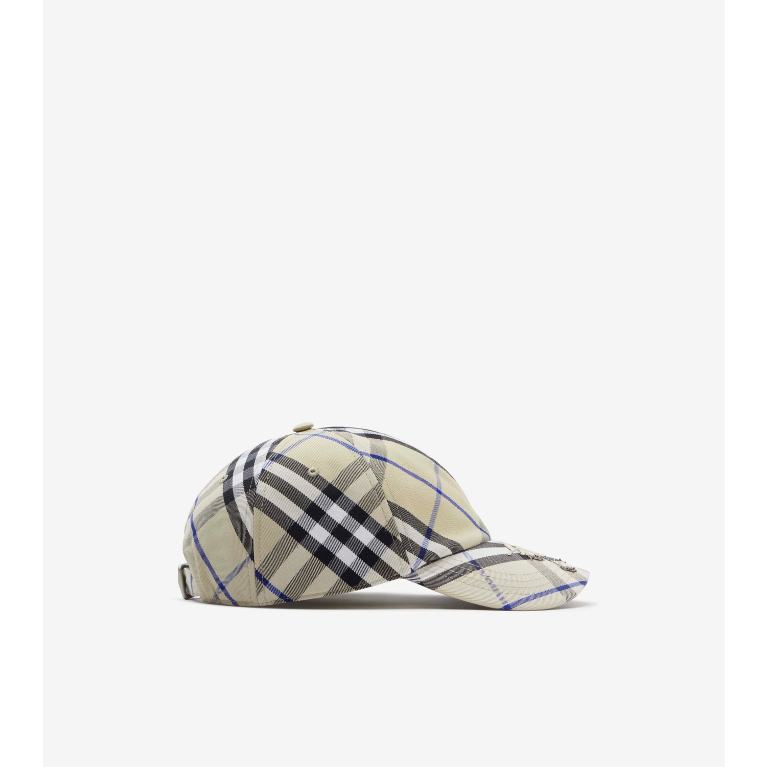 Check Cotton Blend Baseball Cap in Lichen - Men | Burberry® Official