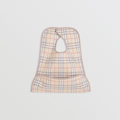 Coated Check Cotton Baby Bib in Pale 