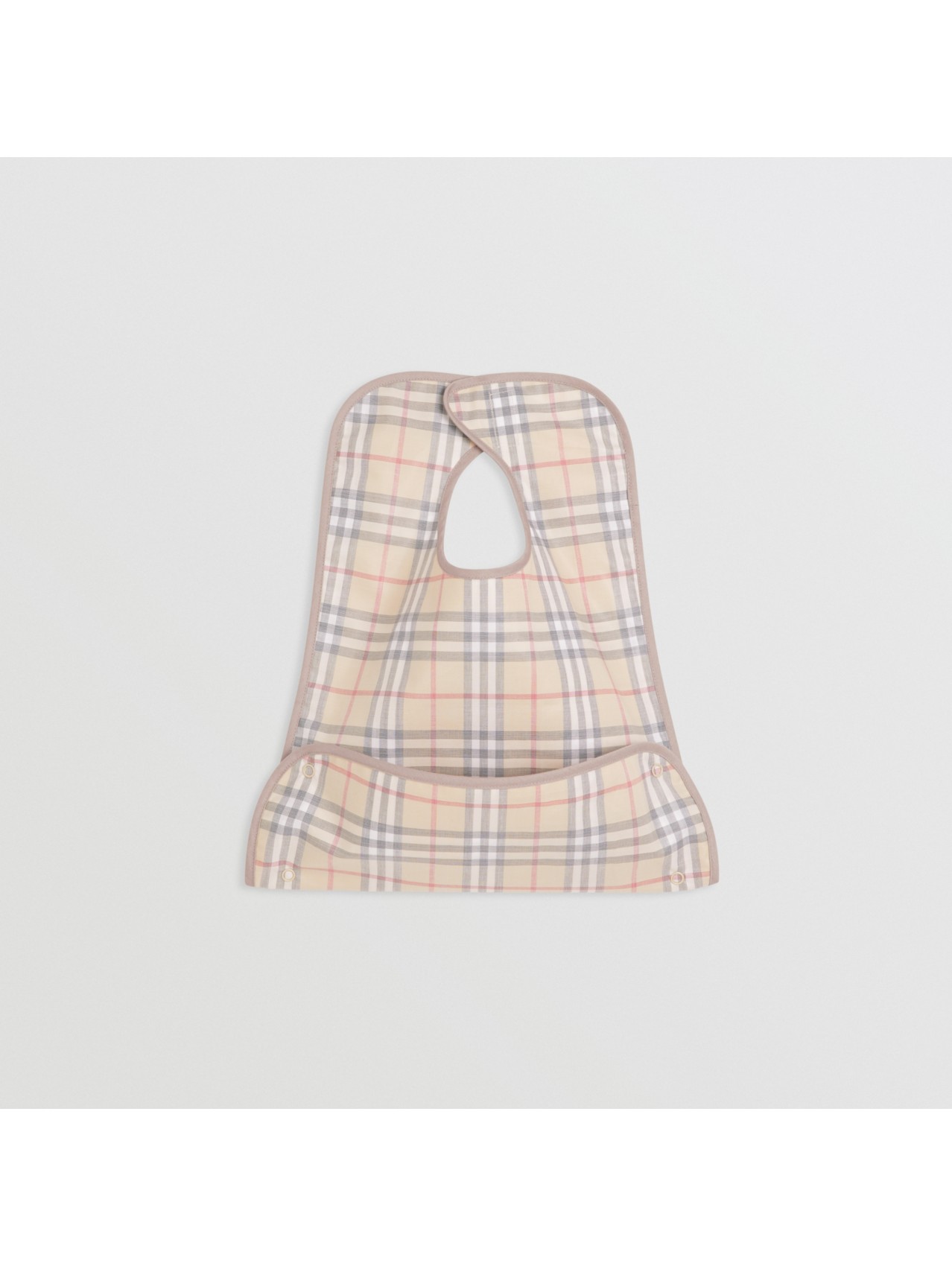 Bavoir en coton à motif check enduit in Stone Pâle