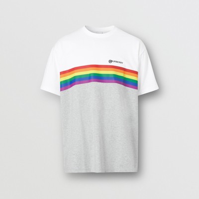 Rainbow Stripe Print Cotton T-shirt 