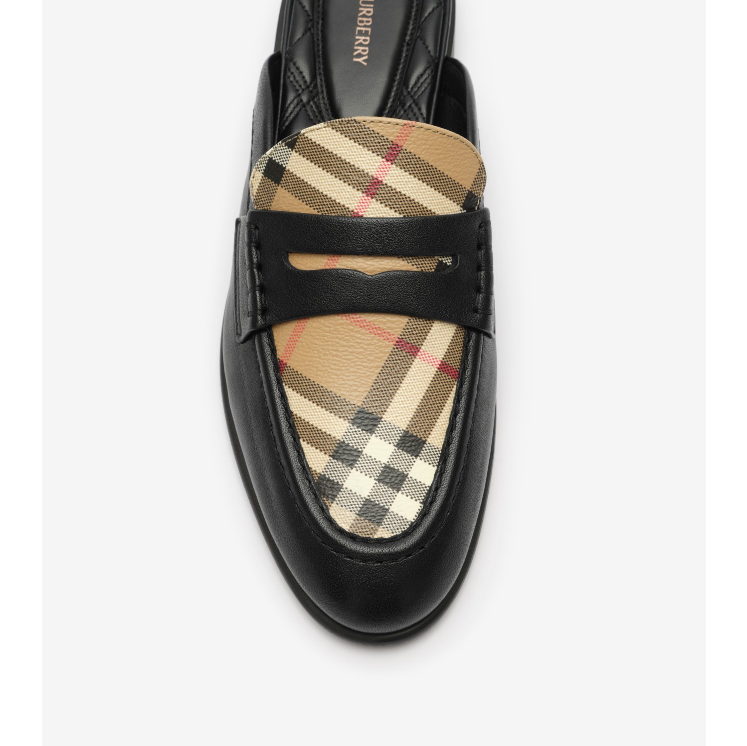 BURBERRY ミュール ヒール サンダル 36 Check and Leather Opal Mules in Black/archive beige - Women