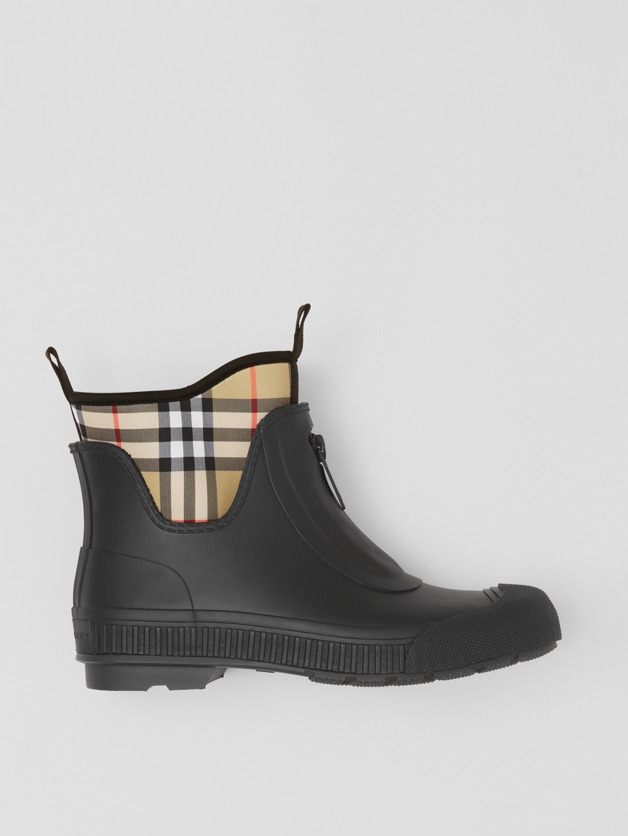 Vintage Check Neoprene and Rubber Rain Boots in Black/archive Beige