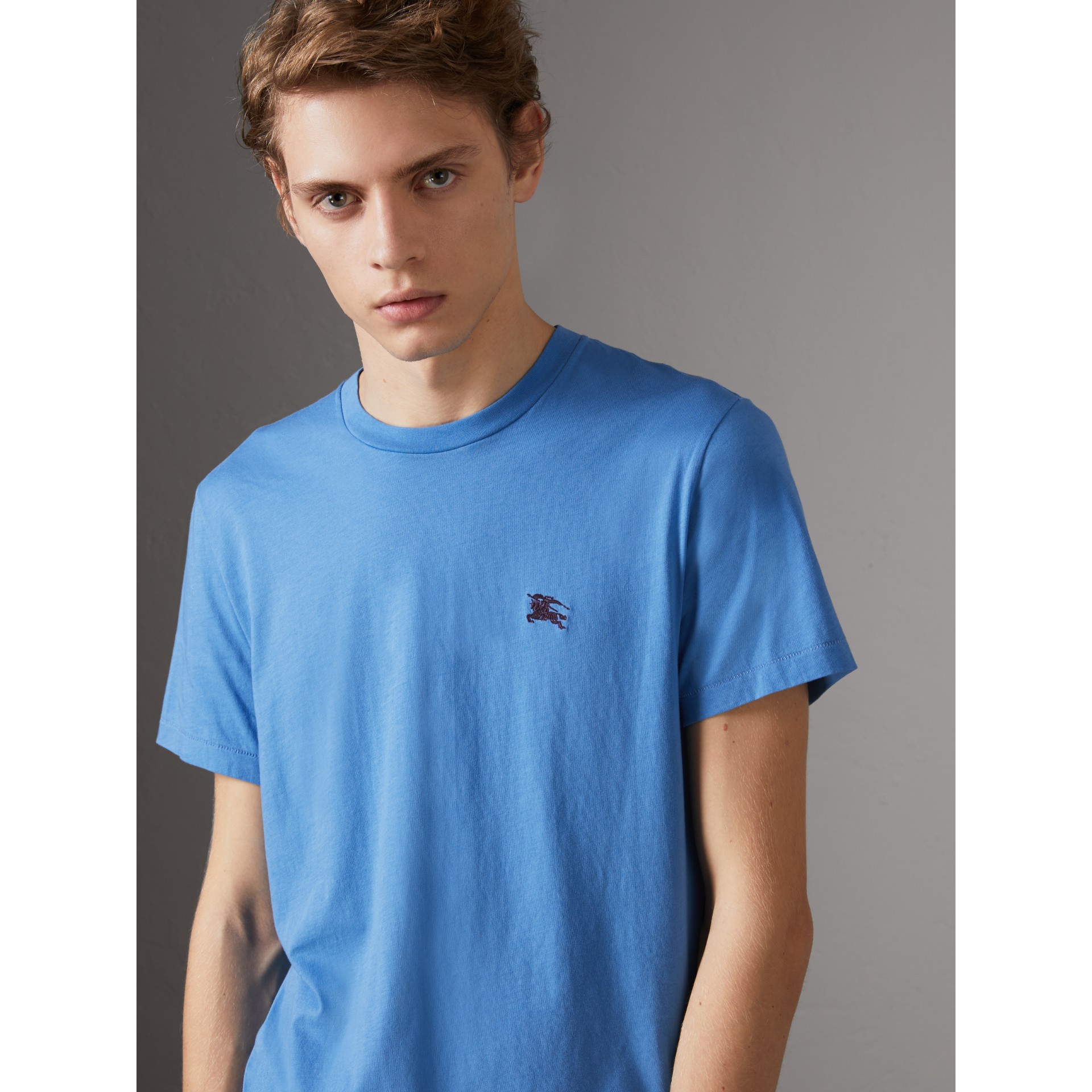 Cotton Jersey T-shirt in Light Azure - Men | Burberry United States