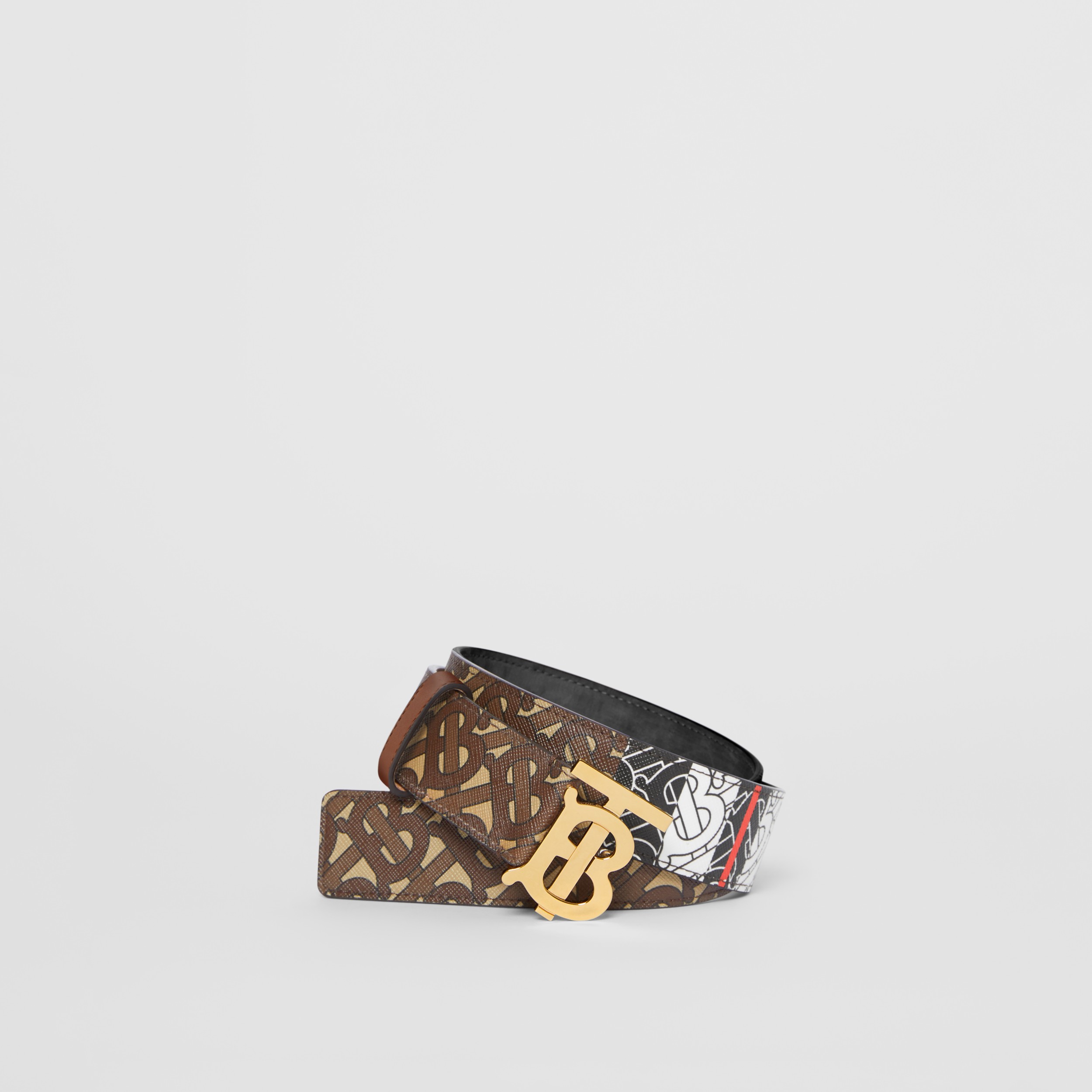 Burberry - Monogram Print E-canvas and Leather Belt