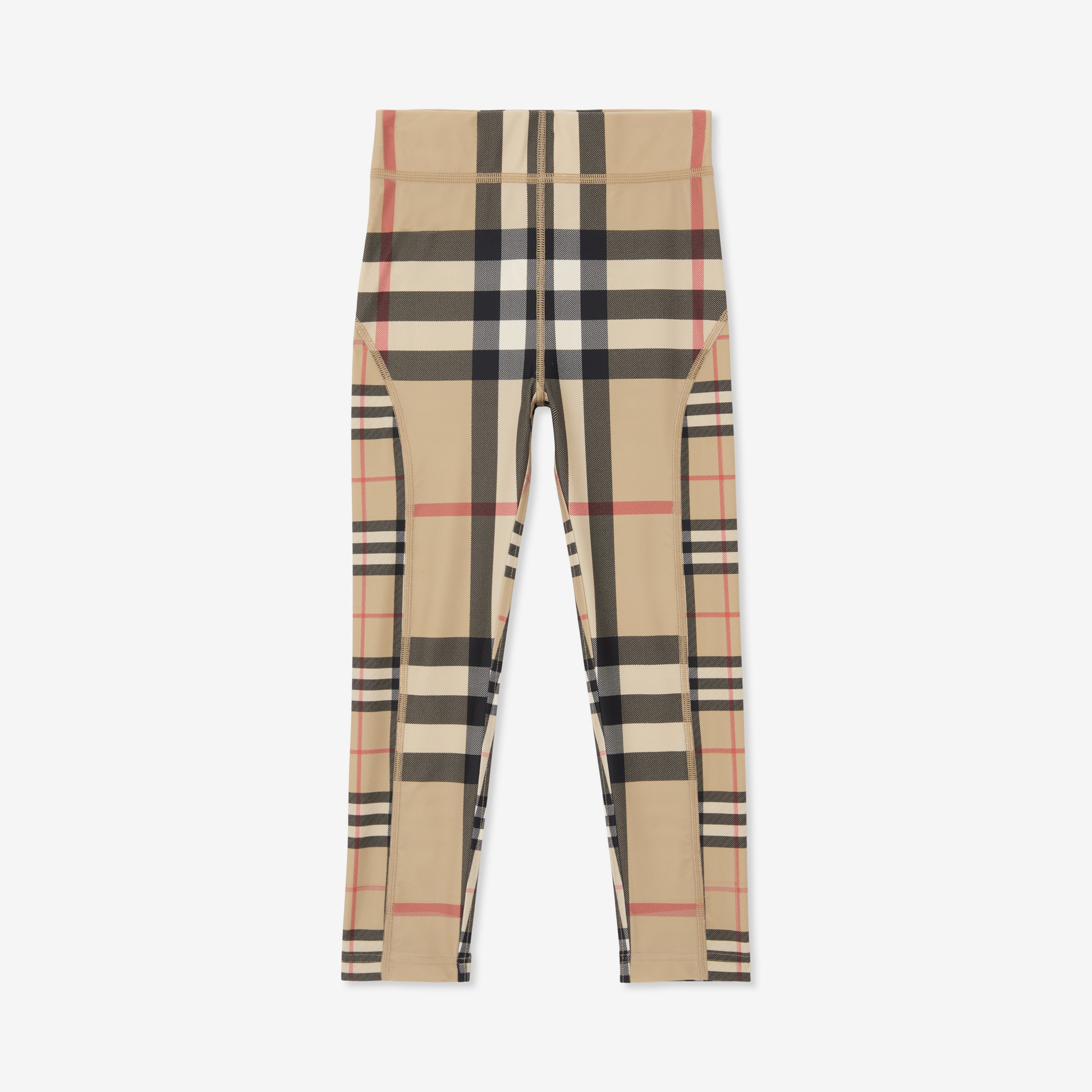 Contrast Check Stretch Jersey Leggings in Archive Beige | Burberry® Official - 1