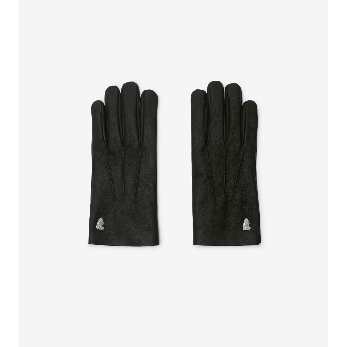 Shop Burberry Leather Gloves In Black