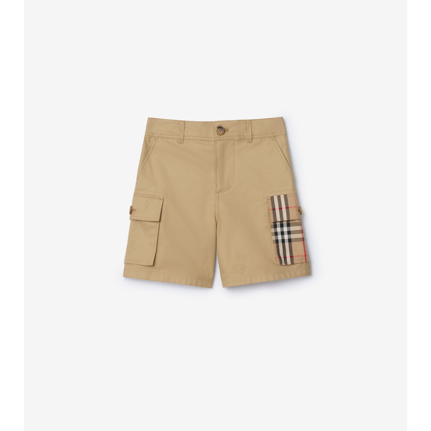 Check Trim Cotton Cargo Shorts