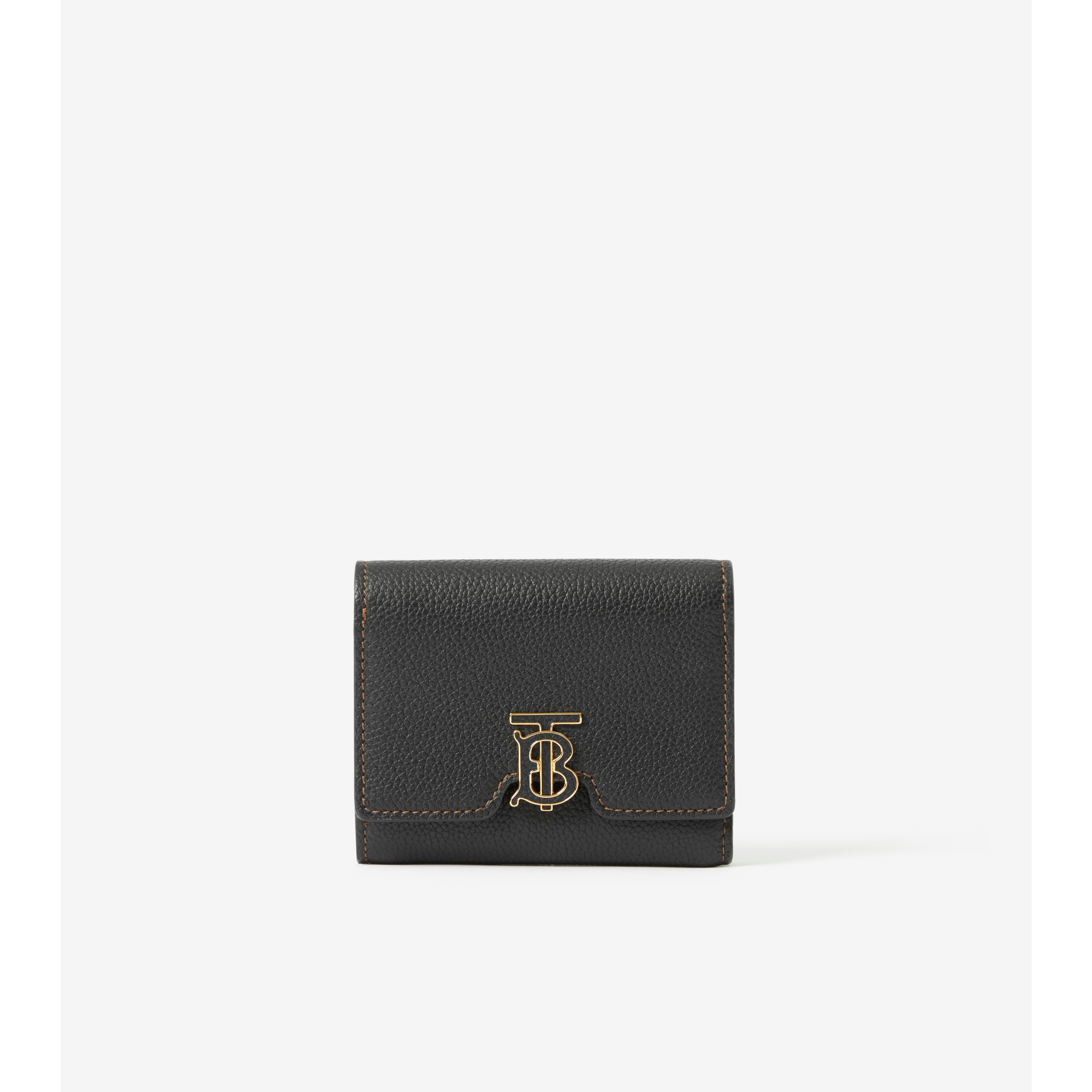 BURBERRY Grainy leather TB money clip wallet