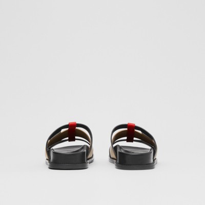 burberry color block leather slides