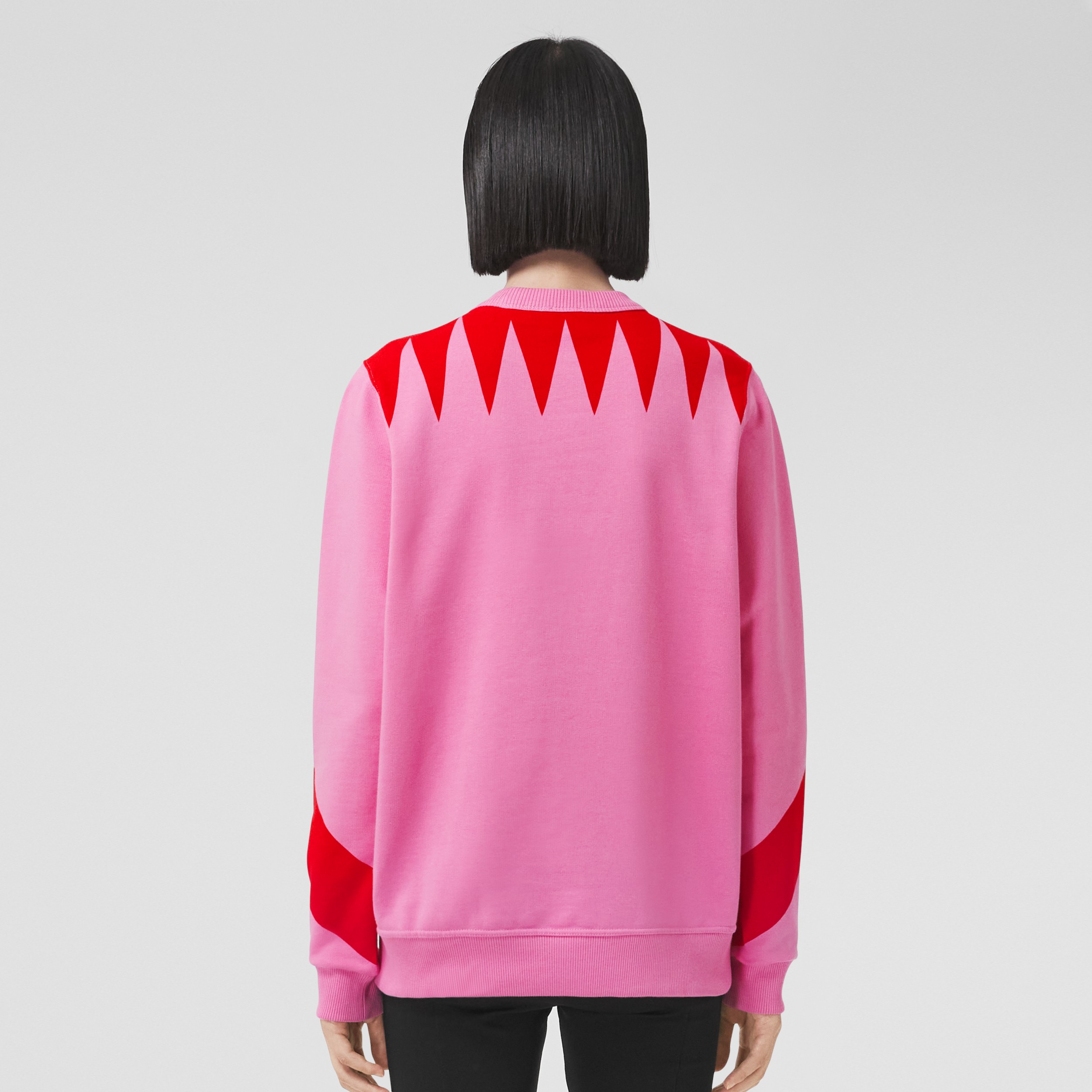 Geometric Print Cotton Oversized Sweatshirt in Primrose Pink Women