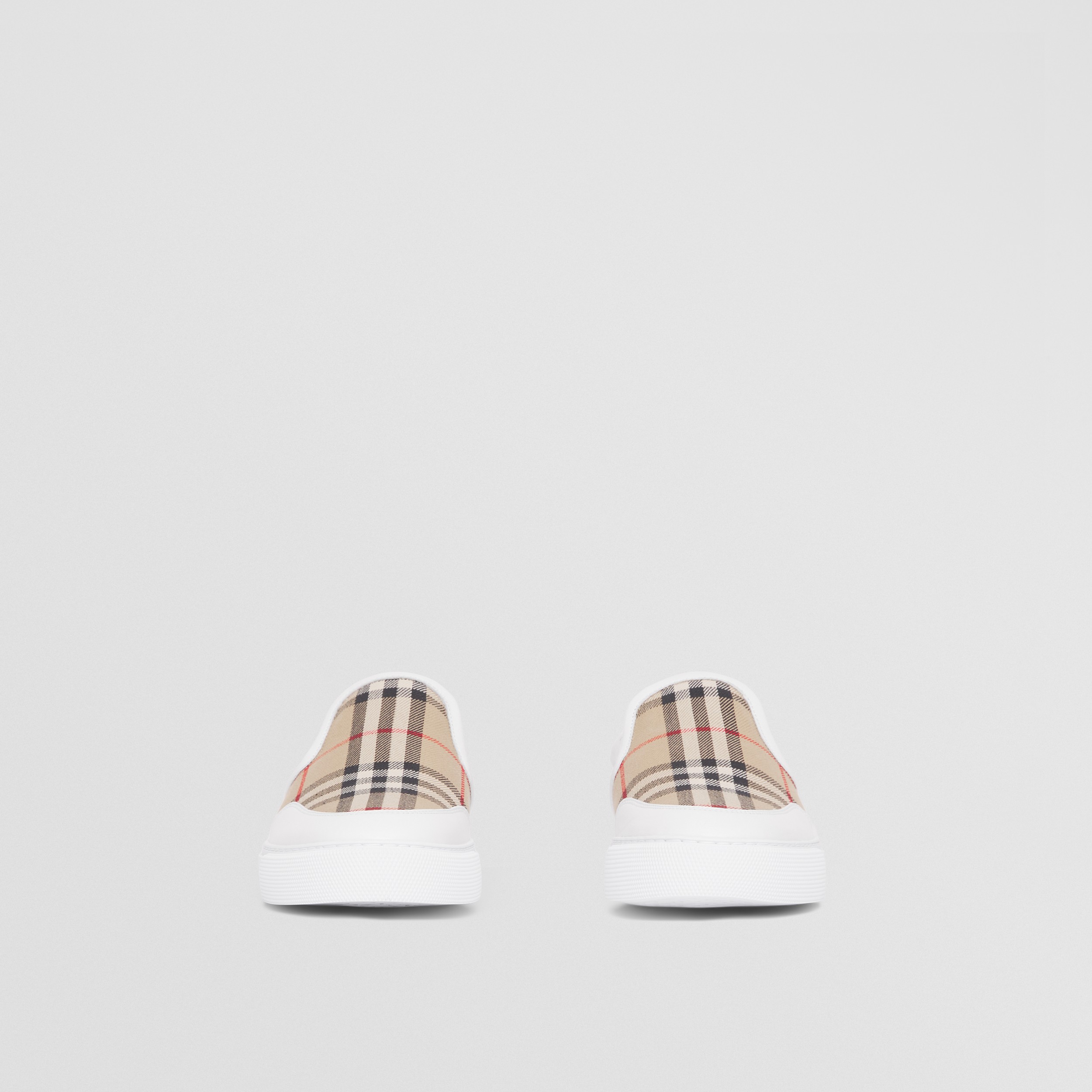 Leather and Vintage Check Slip-on Sneakers in White/archive Beige - Women | Burberry® Official - 4
