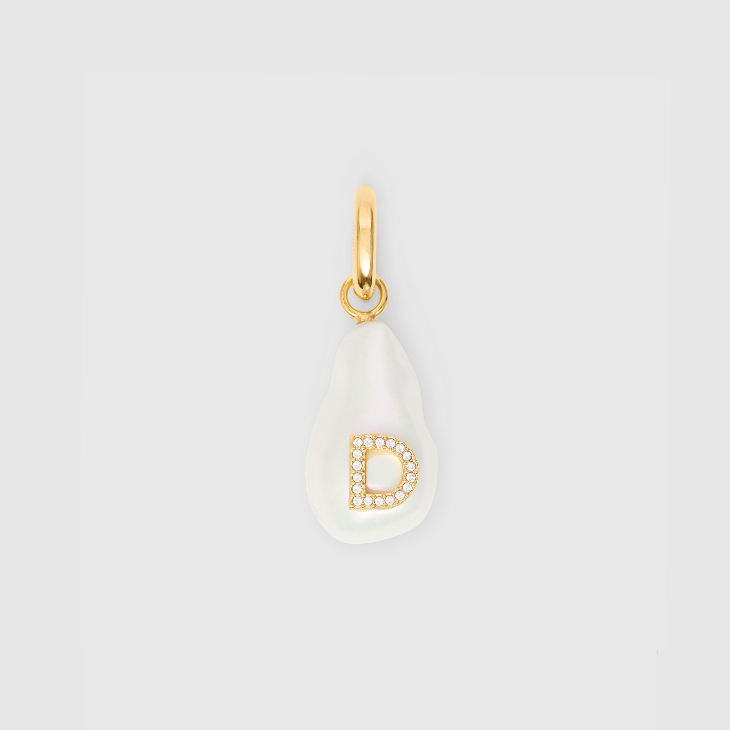Lettre bijou  D  en perle en résine avec cristaux – exclusivité en ligne (Or Clair/nacre) - Femme | Site officiel Burberry® - 1