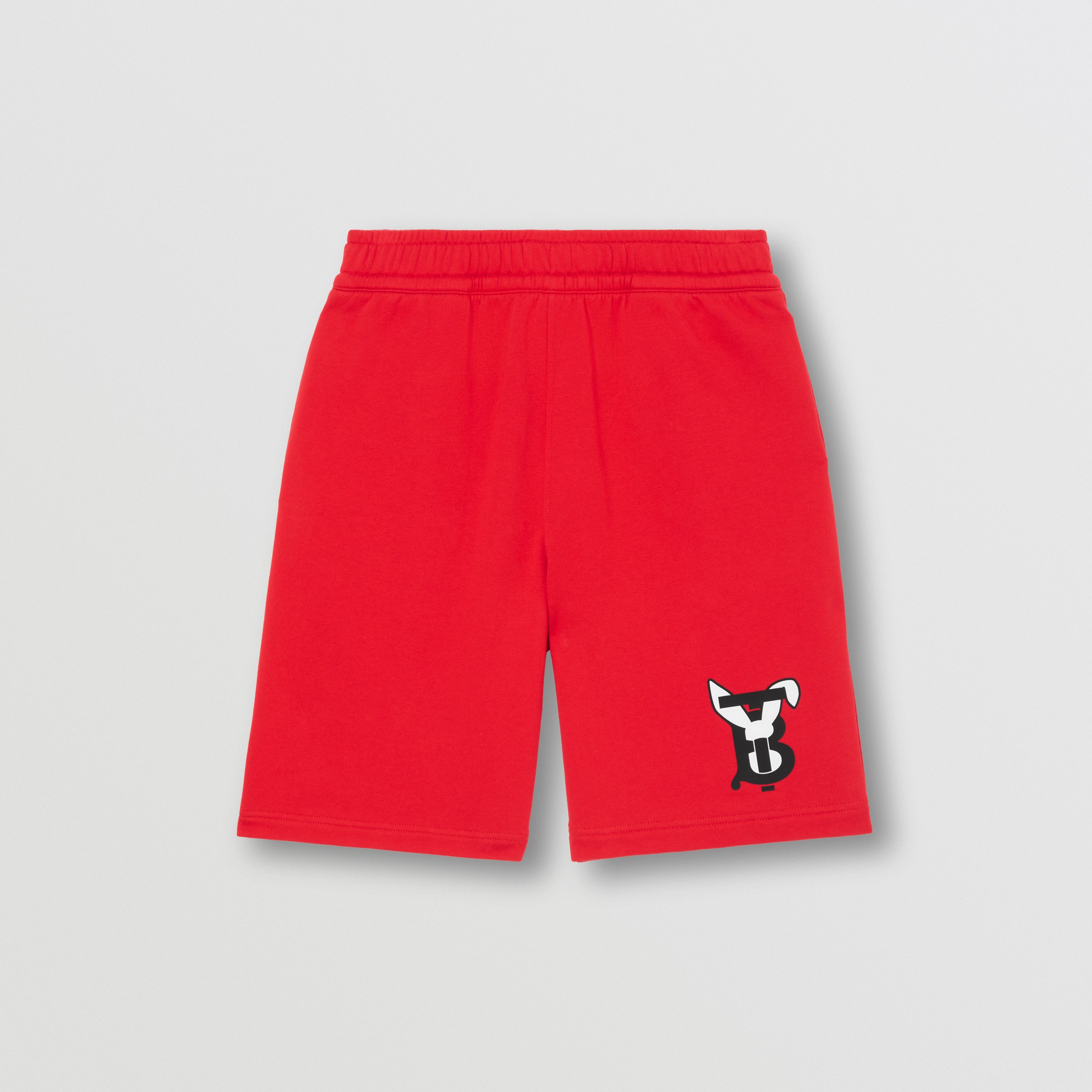 Rabbit Print Cotton Shorts in Bright Red - Men | Burberry® Official - 4