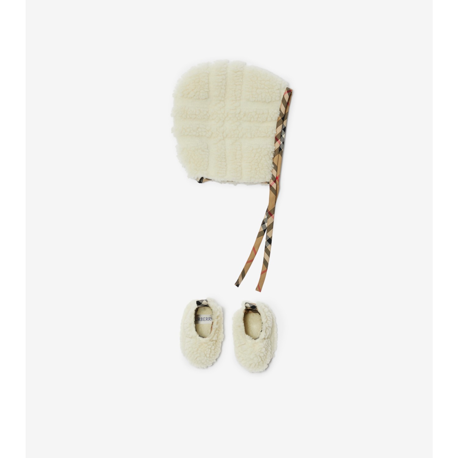 Check Fleece Two piece Baby Gift Set in Salt Children Burberry Official